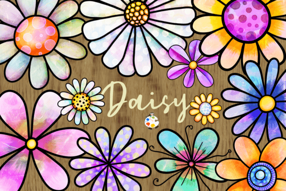 Download Daisy Flowers Watercolor Ink Doodle Art - Doodle Collection